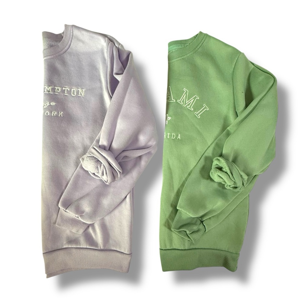 Women’s Green and Lavender Sweater Set
